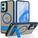 GUAGUA for Motorola Moto G Stylus 5G 2024 Magnetic Case Compatible with Magsafe Translucent Matte Scratch-Resistant Back Shockproof Invisible Folding Stand Case for Moto G Stylus 5G 2024, 6.7'', Blue