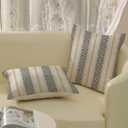 Black Pillow Covers 18x18 Inch 2 Pcs Boho Mustard Yellow Polka Dots Striped Decor Throw Pillows Modern Geometric Outdoor Farmhouse Decoration Pillowcase Linen Cushion Cover for Couch Sofa