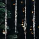 Red Co. Set of 4 Decorative 7 Silver Glass Twist Icicle Hanging Christmas Tree Ornaments