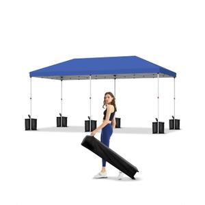10x20 Pop Up Canopy Tent Outdoor Canopy with No Removable Sidewall One-Person Set Up Heavy Duty Commercial Instant Tent Shelter-Blue