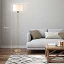 OBright Ted - Drum Shade Standing Lamp, Pull Chain Switch, E26 Socket, Modern Minimalist Design, Simple Floor Lamp for Living Room, Bedroom, Office, Antique Brass