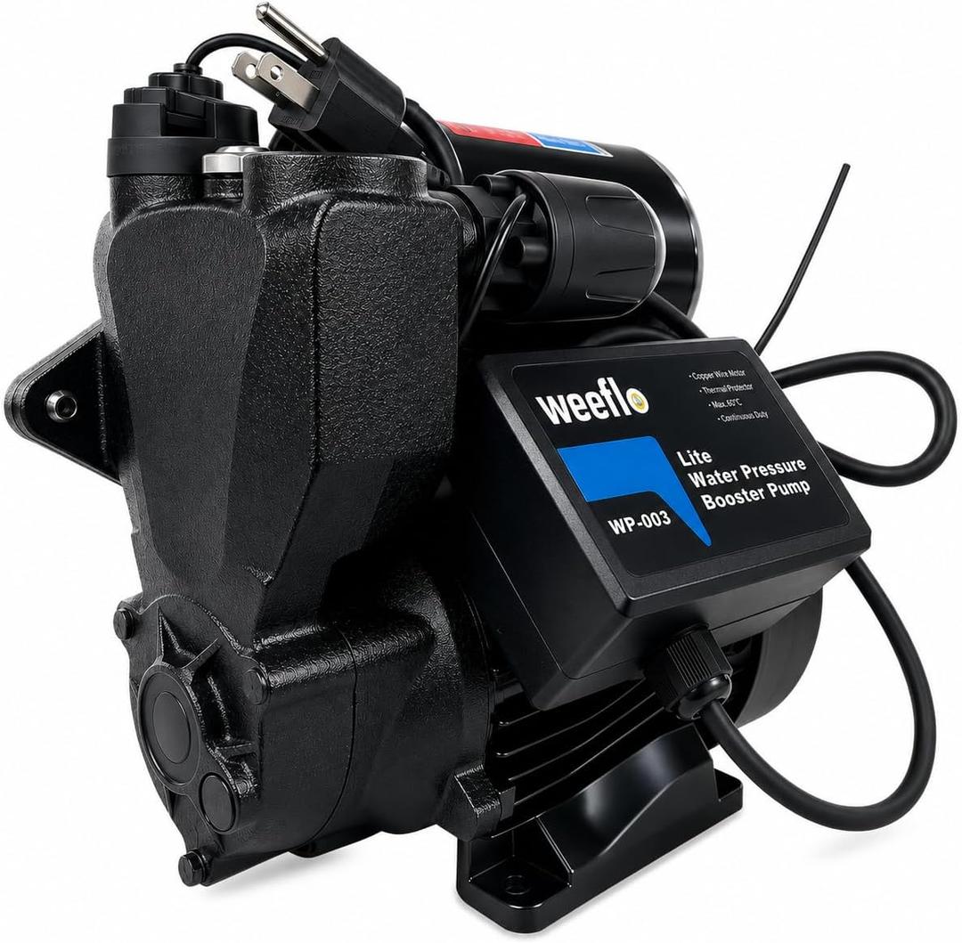 1.5HP Booster Pump Self-Priming, 1600GPH 100ft Head Water Pressure Pump with Automatic Mechanical Pressure Switch, Overheat & Dry-Run Protection for Home, Irrigation, Garden