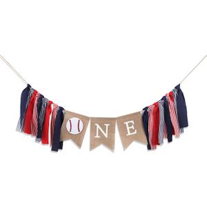 Baseball 1st Birthday Banner - All-Star Crown, High Chair Banner, Cake Flag, Our Little All-Star Decoration