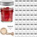 QAPPDA 2oz Mason Jars Set of 48,Glass Spice Jars with Black Lids,Small Mason Juice Bottles for Ginger Shots,Honey,Jam,Party Favor