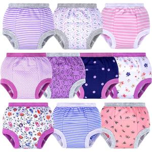 BIG ELEPHANT Potty Training Underwear - 10 Pack, 100% Cotton Absorbent Unisex Toddler Pee Pants for Boys Girls, 4T
