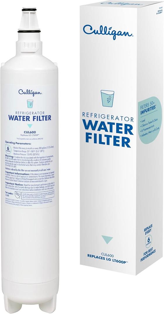 Culligan CUL600 Refrigerator Water Filter | Replacement for LG Water Filter (LT600P) | Replace Every 6 Months | Pack of 1