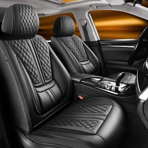 Fit Accord Car Seat Covers Compatible with Honda Accord 2003-2025 2026, Premium Full Coverage Leather, Airbag Compatible, Waterproof & All Weather Seat Cushion Protector(5 Seats, Black)
