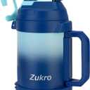 Zukro 1 Gallon Water Jug, One Gallon Large Triple Wall Insulated Metal Jug With Straw and Spout, No Sweat 128 oz Stainless Steel Sport Water Bottle Keeps Cold 48 Hours for Outdoors (Bluewave)