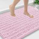 Smiry Bathroom Rugs Mat 36x24, Extra Soft Absorbent Chenille Bath Rugs, Non Slip Rubber Backing Machine Washable Quick Dry Bath Mats for Bathroom Floor, Tub, Shower, Home Decor Accessories, Pink