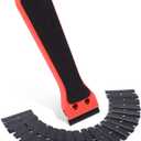 FOSHIO 6 Inch Plastic Scraper with 20 PCS Plastic Razor Blades, Scraper Tool for Sticker, Gasket, Label Remover (Red) (Black)