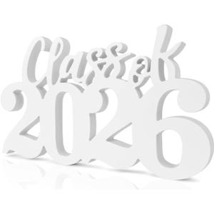 Graduations Decorations 2026,White Class of 2026 Wooden Photo Props, Senior White Graduation Table Centerpiece for 2026 Graduation Party Decorations Supplies