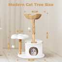 Easyego Modern Cat Tree, 36.6" Aesthetic Wood Cat Tree Tower for Large Cats, Luxury Cat Condo with Scratching Posts and Flower Platforms, Cat Furniture, White