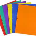 2 x Feosky Plastic Folders, 2 Pockets and 3 Hole, Letter Size, 6 Colors