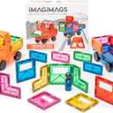 Magnetic Building Tiles, 28 Piece Vehicle Set for Boys Girls Kids, Educational Car Learning Activity Building Block Toddler Toys, STEM, Children Ages 3 Years +