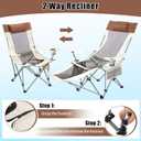 Yuntau Single Reclining Camping Chair with Removable Umbrella Folding Camp Chair for Outdoor(White)