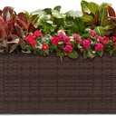 LEWIS&WAYNE Large Rectangular Block Planter Box Handmade Wicker Tall Planters for Outdoor Plants with Removable Liners Modern Planter for Indoor Outdoor Patio Deck - Brown, 30''x12''x16''