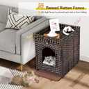 Snughome Cat Litter Box Enclosure Furniture Hidden with Litter Mat, Hidden Cat Washroom Furniture with Door, Handwoven Rattan Cat Washroom Box, Indoor Pet House for Living Room, Bedroom (Brown) 20.87"L x 16.93"W x 22.44"H
