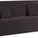 Ruaozz Stretch Sofa Cover 1 Piece Oversized Couch Cover Non Slip Extra Large Sofa Slipcover Soft Jacquard Furniture Protector with 2 pcs Throw Pillow Covers (4 Seater, Chocolate)