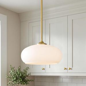 Tawson Juno Modern 1-Light Pendant Ceiling Light Fixture with Etched Opal Glass Shade for Kitchen Island, Hallway, Entryway, Passway, Dining Room, Bedroom, Balcony Living Room