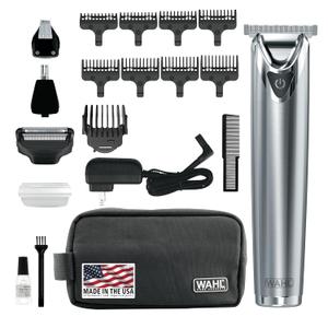 Wahl USA Stainless Steel Lithium Ion 2.0+ Beard Trimmer for Men - Electric Shaver & Nose Ear Trimmer - Rechargeable All in One Men's Grooming Kit - Model 9864SS