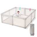 Doradotey Baby Playpen, Quick Setup Portable Baby Playard for Babies and Toddlers, Foldable Playpen Fence Indoors & Outdoor, Breathable Mesh Anti-Fall Play Pen 59x59, Grey
