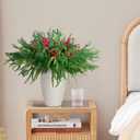 Norfolk Pine Branches, 12pcs Artificial Plants Norfolk Garland Real Touch Artificial Pine Branches Christmas Greenery, DIY Crafts for Xmas Indoor Outdoor Home Party New Year Decor