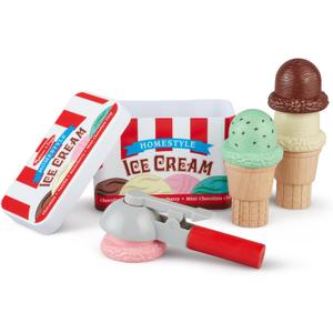 Melissa & Doug Scoop and Stack Ice Cream Cone Wooden Magnetic Pretend Play Food Set, Preschool Toy Play Ice Cream Set, Pretend Food, Toy for Toddlers and Kids Ages 3+ - FSC-Certified