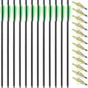 TOPARCHERY 12pcs 20inch Carbon Crossbow Arrows Crossbow Bolts with 4inch Vanes and 12pcs 3 Blades Archery Broadheads 100 Grain Screw-in Arrow Heads Arrow Tips