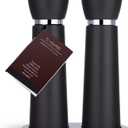 Wooden Salt and Pepper Grinder Set  Refillable Salt and Pepper Mill with Adjustable Upgraded Large Size Ceramic Burr  Manual Pepper Grinder with Beech Wood Body  8.3 Tall (Chocolate Wood)