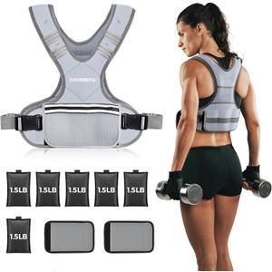 PACEARTH Adjustable Weight Vest 4-10lbs / 11-20lbs / 20-32lbs X-Shape Weighted Vest for Women and Men, Home Workout Ironsand Vest with Zipper Pouch and 6 Weight Packs, Pink, Gray, Black