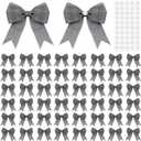 50 Pcs 3.33.3" Black Gift Bows for Crafts with Glue Points Wrap Bows Mesh Ribbon Gift Boxes Bag Packaging Wedding Hawaii Party Supplies Decoration DIY Crafts