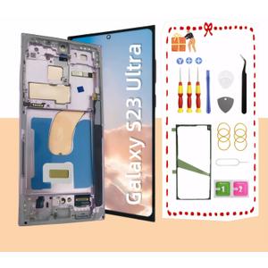 OLED for Samsung Galaxy S23 Ultra 5G LCD Screen Replacement for Samsung S23 Ultra Touch Digitizer Screen Display Assembly with Frame Toolkits S918U S918A US Version(Lavender)