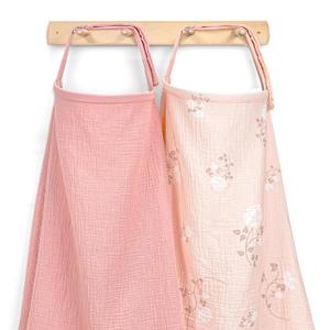 2 Pack Muslin Cotton Nursing Cover for Breastfeeding, Privacy Breathable Breastfeeding Cover Cover up with Arch Neckline for Mom, 100% Cotton Nursing Apron, Floral and Pink