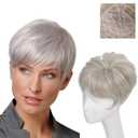 Aosome Hair Toppers for Women Short Hair Toppers with Bangs 7" x 7" Cut Short Hair Toppers for Women with Thinning Hair Synthetic Toppers (Ivory Blonde)