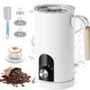 5 in 1 Electric Milk Frother Automatic Hot & Cold Foam Maker Auto Shut-Off Durable Detachable Milks Frother Fast Frothers Safe BPA Free Easy to Use and Clean for Heated Milks, Matcha (White)