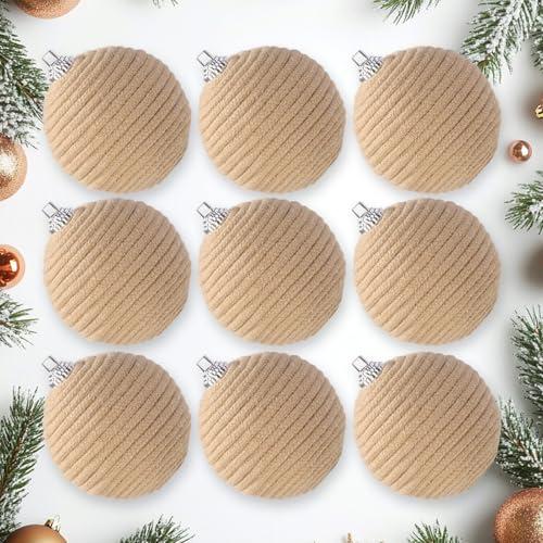 JOICEE 9 Pcs Boho Christmas Ball Ornaments Set, Jute Rope Hanging Balls Neutral Rustic Ornaments Christmas Ball Decoration for Xmas Tree Wreath Garland Party Farmhouse Decor(Linen)