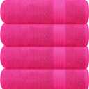 GLAMBURG Premium Cotton 4 Pack Bath Towel Set - 100% Pure Cotton - 4 Bath Towels 27x54 - Ideal for Everyday use - Ultra Soft & Highly Absorbent - Hot Pink