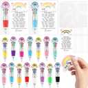 TaoBary 15 Sets Back to School Gifts for Student Rainbow Motivational Support Pens Bulk 4-in-1 Multicolor Ballpoint Pen Squeeze Mini Stress Balls Inspirational Card for Rewards Party Favors