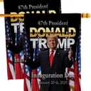 Inauguration Day Trump Won Flag House 2 Pcs Pack Wall Decor Home Patio 47th President Poster Decorations Making America Great Again Patio Banner MAGA Republican Gifts Made in USA
