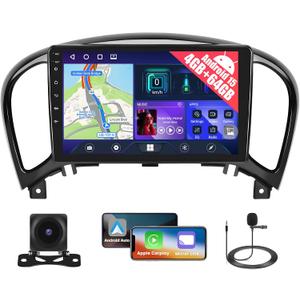 4+64GB Android 15 Car Radio for Nissan Juke 2011-2016 with Wireless CarPlay Android Auto, Realdio 9 Inch Touchscreen for F150 Car Stereo with Bluetooth 5.0, FM/RDS, 32EQ, GPS, WiFi, UI, Backup Camera