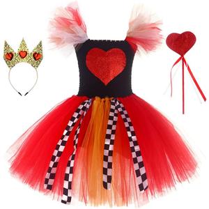 IBTOM CASTLE Girls Tutu Dress Toddler Tulle Party Dresses for Photography Prop Princess Tutu Crown Halloween Cosplay Outfit (3-4T, Red Heart)