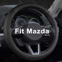 West Llama Car Steering Wheel Cover for Mazda 3,5,6,CX-3,CX-5,CX-30,CX-50,CX9,CX-9,MX-5 Miata,CX-7,RX-8,14.5-15 inches(Black-Standard Size)