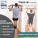 PULLUP & DIP Pull-Up Bar for Door Frames for Hanging Without Screws and No Slipping, Professional Door Bar, Pull-Up Bar with Padded Handles