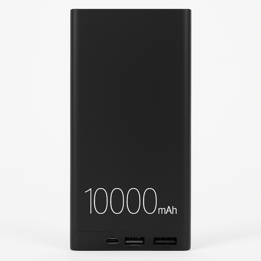 Portable Power Bank 10000 mAh – Slim High-Capacity External Battery Charger – Dual USB Output, Type-C Input – Fast Charging – Black