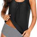 Yonique Blouson Tankini Swimsuits for Women Loose Fit Modest Two Piece Bathing Suits 22w