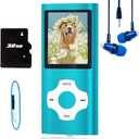 MP3 Player, Hotechs MP3 Music Player with 32GB Memory SD Card Slim Classic Digital LCD 1.82'' Screen MINI USB Port with FM Radio, Voice Record (Blue)