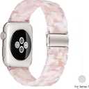 Light Apple Watch Band - Fashion Resin Apple Watch Series 10 Series 9 Series 8 7 band Starlight Compatible with Copper Stainless Steel Buckle for Apple Watch Series 10 9 8 7 SE 6 5 4 3 2 1 -Flower Pink, 38mm/40mm/41mm/42mm(Series 10)
