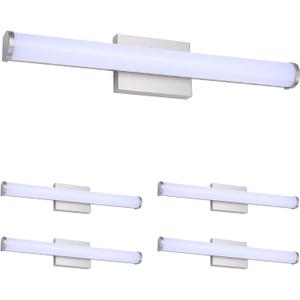 ASD 24" LED Linear Vanity Light Fixture, Modern Bathroom Sconce — 3 Color 3000K-5000K, Dimmable, 25W 1750LM, Energy Star & ETL Listed — Over Mirror Makeup Bar for Bedroom, Cabinets — Nickel, 4 Pack