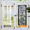 Floral Window Privacy Film Stained Glass Style Static Cling Sparkle Windows Sticker Non Adhesive Privacy Film Reusable Decorative for Room 17.5 x 39.3in (Flower 2)