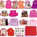 Winlyn 48 Sets Assorted Dogs Valentine's Day Cards Scratch & Sniff Strawberry Scented Valentine Cards Cute Pet Love Cards with Envelopes Stickers Tattoos for Kids Party Favor Classroom Gift Exchange